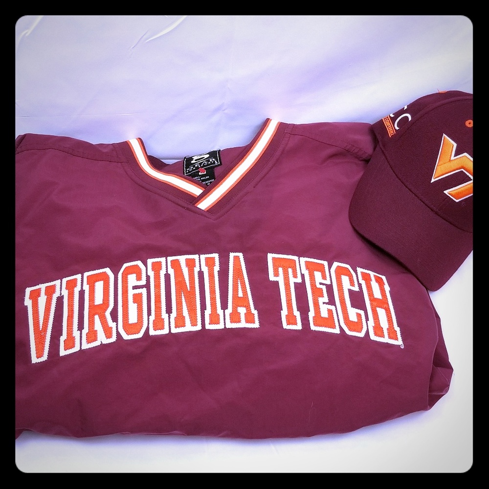 VT HOKIES lined windbreaker XL & New Hat